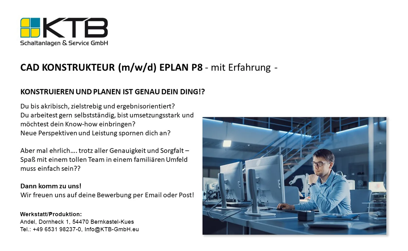 CAD Konstrukteur (m/w/d) EPLAN P8 – mit Erfahrung – CAD Konstrukteur (m/w/d) EPLAN P8 – mit Erfahrung –